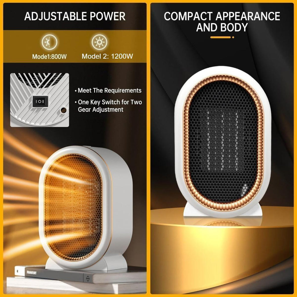 Space Heater, 1200W Electric Heaters Indoor Portable with Thermostat PTC Fast Heating Ceramic Room Small Heater with Heating and Fan Modes for Bedroom, Office and Indoor Desktop Use